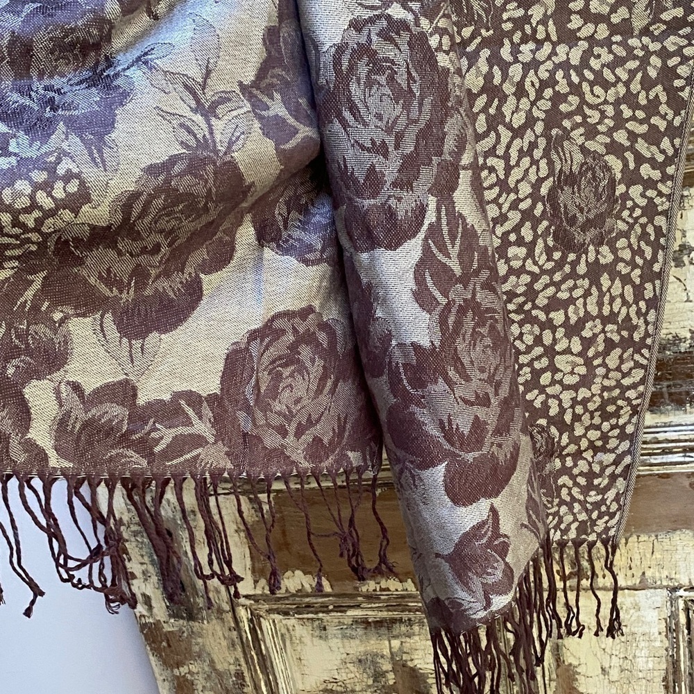 Vintage Floral Animal Print Wrap/Scarf, OS